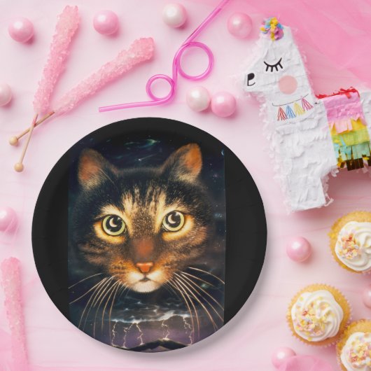 Assiettes En Carton MoonCat (Fête)