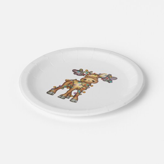 Assiettes En Carton Moose Christmas (Angle)