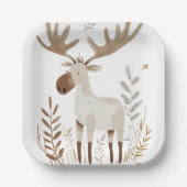 Assiettes En Carton Moose d'aquarelle minimaliste (Recto)