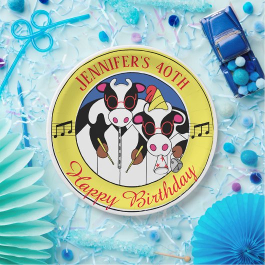 Assiettes En Carton Moosiciens Funny fête d'anniversaire (Fête)