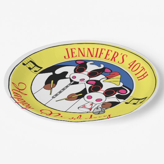 Assiettes En Carton Moosiciens Funny fête d'anniversaire (Angle)