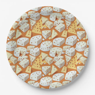 Assiettes En Carton Morceaux de fromage avec des trous naturels motif 