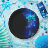 Assiettes En Carton Morpho Butterfly in the Dark Background (Fête)