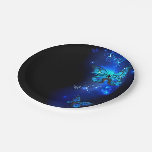 Assiettes En Carton Morpho Butterfly in the Dark Background (Angle)