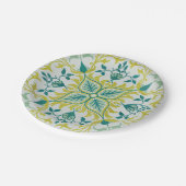 Assiettes En Carton Morris Vin jaune Turquoise & Motif Fleur (Angle)