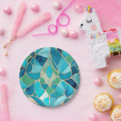 Assiettes En Carton Mosaïque Abstraite turquoise de style Art déco (Fête)