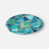 Assiettes En Carton Mosaïque Abstraite turquoise de style Art déco (Angle)