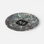 Assiettes En Carton Mosaïque argentée brillante (Angle)