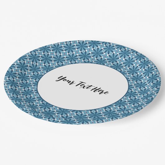 Assiettes En Carton Mosaïque bleue et blanche (Angle)