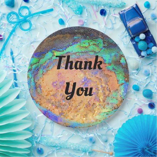 Assiettes En Carton Mosaïque Bright Neon Couleur Merci Abstrait (Fête)