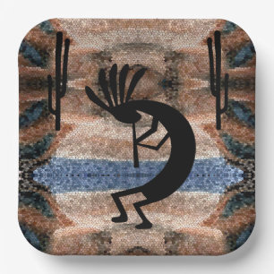 Assiettes En Carton Mosaïque du désert sud-ouest de Kokopelli
