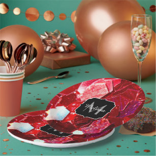 Assiettes En Carton Mosaïque rouge abstrait brillant parties scintilla