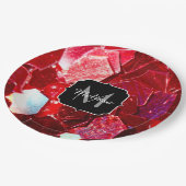 Assiettes En Carton Mosaïque rouge abstrait brillant parties scintilla (Angle)