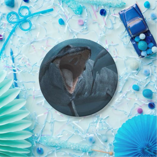 Assiettes En Carton Mosasaurus pourchasse le requin (Fête)