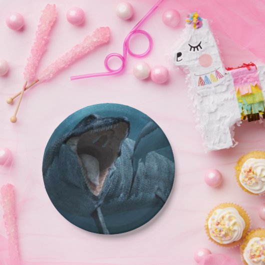 Assiettes En Carton Mosasaurus pourchasse le requin (Fête)