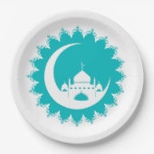 Assiettes En Carton Mosquée blanche en Crescent Moon Ramadan (Devant)