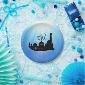 Assiettes En Carton Mosquée de l'Aïd Moubarak avec typographie (Fête)