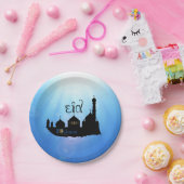 Assiettes En Carton Mosquée de l'Aïd Moubarak avec typographie (Fête)