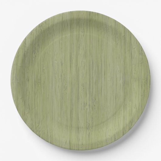 Assiettes En Carton Moss Green Bamboo Wood Grain Look (Devant)