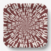 Assiettes En Carton Mot amusant répétant la crème spirale papier rouge (Recto)