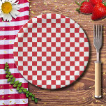 Assiettes En Carton Moteur de feu rouge et blanc À damiers Vintage<br><div class="desc">Moteur de feu rouge et blanc À damiers Vintage</div>