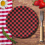 Assiettes En Carton Moteur de feu rouge et noir À damiers Vintage<br><div class="desc">Moteur de feu rouge et noir À damiers Vintage</div>