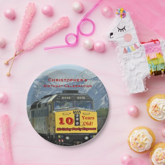 Assiettes En Carton Moteur de train ferroviaire 10e fête d'anniversair (Fête)