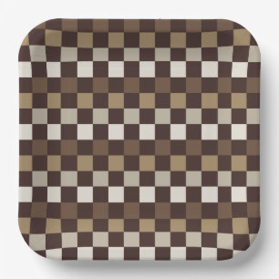 Assiettes En Carton motif à carreaux de minéraux terreux