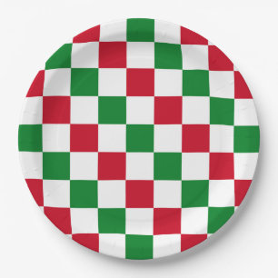 Assiettes En Carton Motif à carreaux de Noël classique