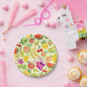 Assiettes En Carton Motif à doodle de fruits assoré (Fête)