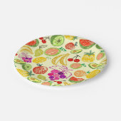 Assiettes En Carton Motif à doodle de fruits assoré (Angle)