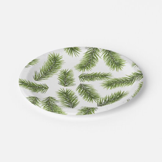 Assiettes En Carton Motif à feuillage persistant (Angle)