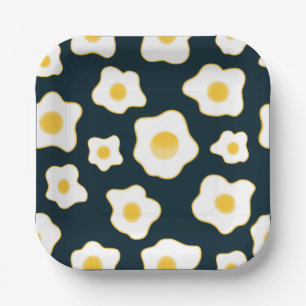 Assiettes En Carton Motif à fleurs aux oeufs frits mignons