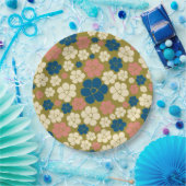 Assiettes En Carton Motif à fleurs - Bleu, Vert olive, Rose et Crème (Fête)
