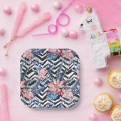 Assiettes En Carton Motif à fleurs de Lotus tropicaux (Fête)