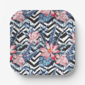 Assiettes En Carton Motif à fleurs de Lotus tropicaux (Recto)