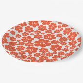 Assiettes En Carton Motif à fleurs - Orange et Blanc (Angle)