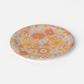Assiettes En Carton Motif à fleurs Orange Retro (Angle)