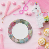 Assiettes En Carton motif à grunge floral d'art (Fête)