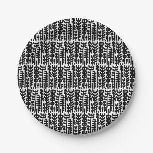 Assiettes En Carton Motif à l'encre noire d'arbre de course