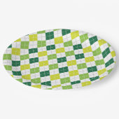 Assiettes En Carton Motif à motifs de losanges vert (Angle)