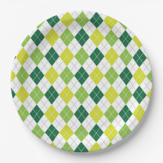Assiettes En Carton Motif à motifs de losanges vert