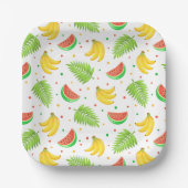 Assiettes En Carton Motif à point de polka de fruits tropicaux (Recto)