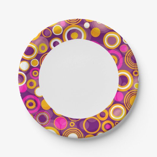 Assiettes En Carton Motif à point Polka Violet (Devant)