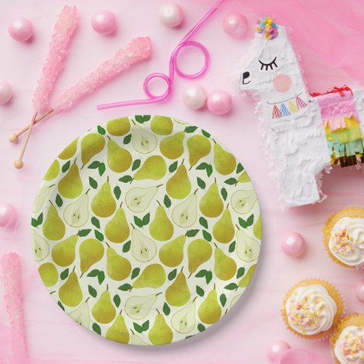 Assiettes En Carton Motif à poires vertes (Fête)