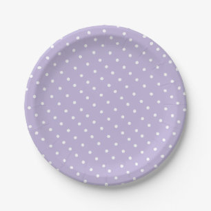 Assiettes En Carton Motif à pois lavande blanc et violet simple