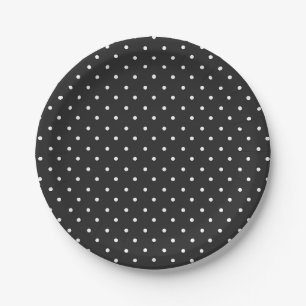 Assiettes En Carton Motif à pois noir et blanc sans couture
