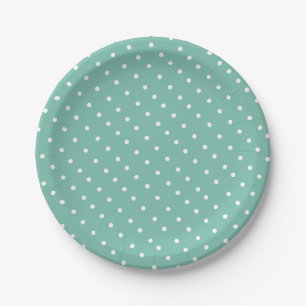 Assiettes En Carton Motif à pois vert menthe et blanc simple