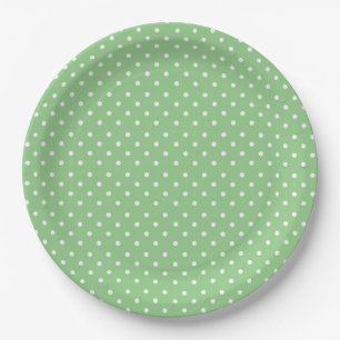 Assiettes En Carton Motif à pois verts