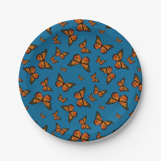 Assiettes En Carton Motif à thème des papillons Monarch (Devant)